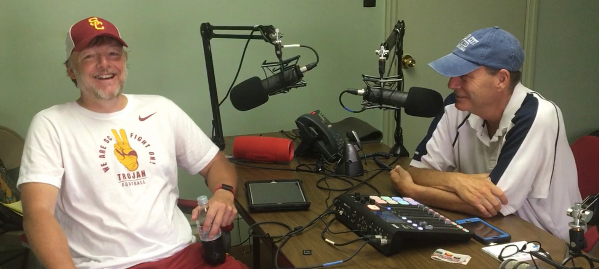 Two Guys Talking during a podcast