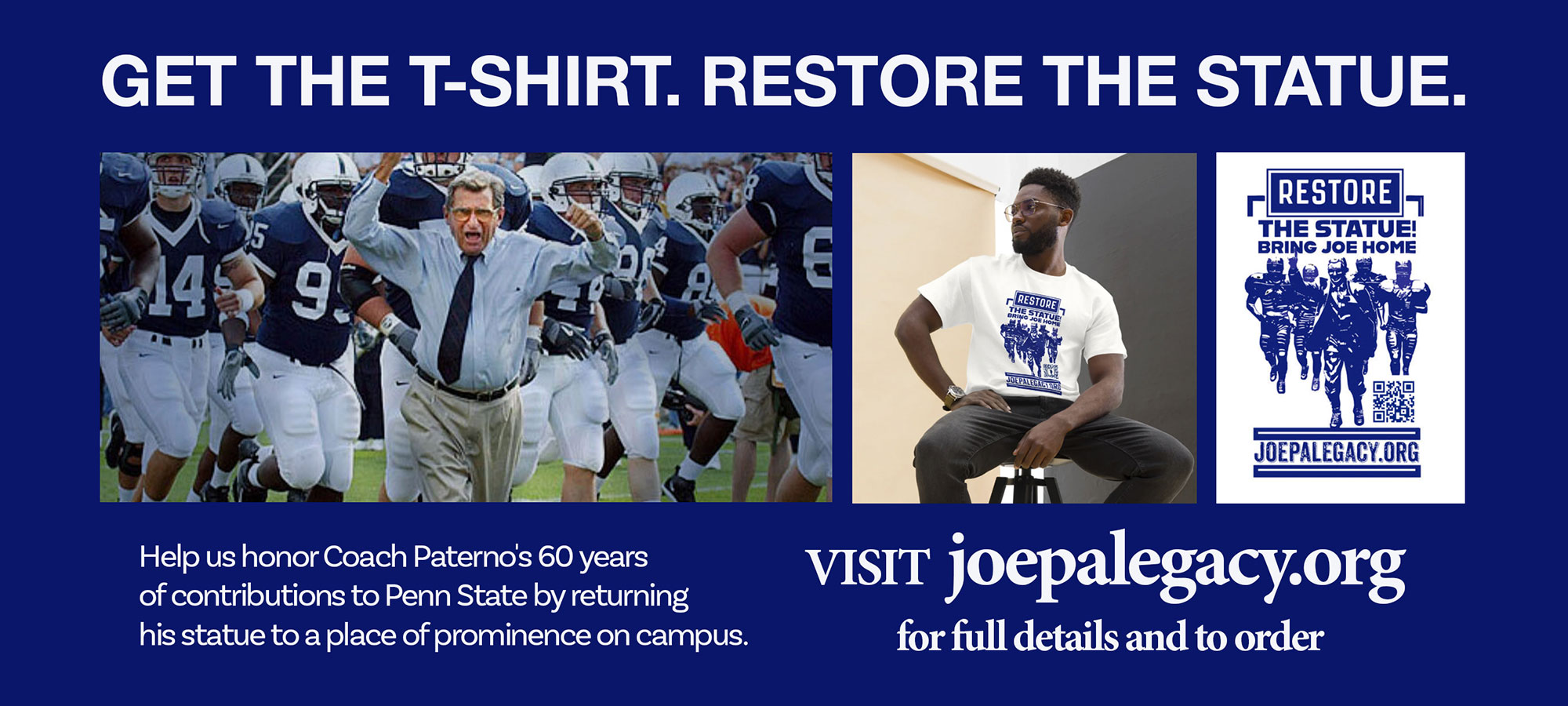 GET THE T-SHIRT. RESTORE THE STATUE.